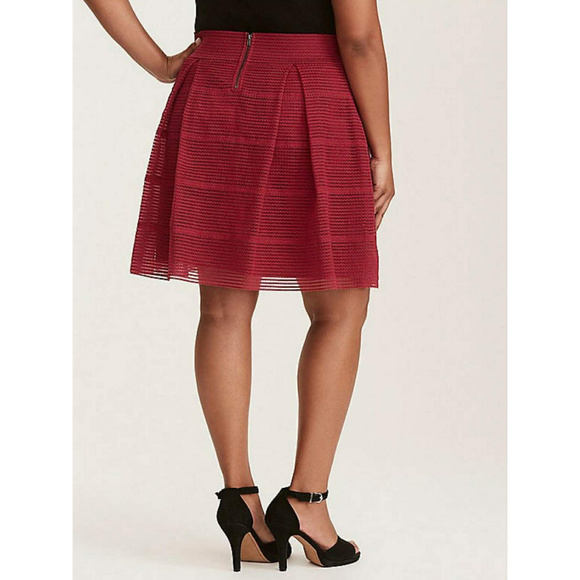 Torrid Flare Skirt Striped Burgundy 2X - Picture 3 of 8